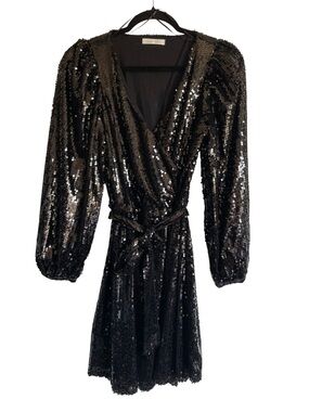 Design History Black Iridescent Sequin Fabric Panel Dress NWT